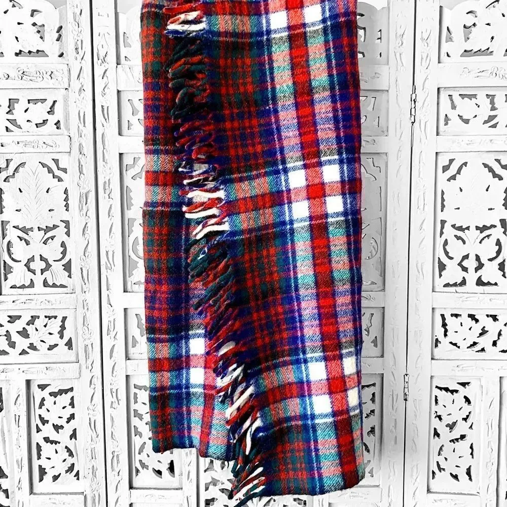 Curvon Imperial Wool Plaid Throw Blanket
